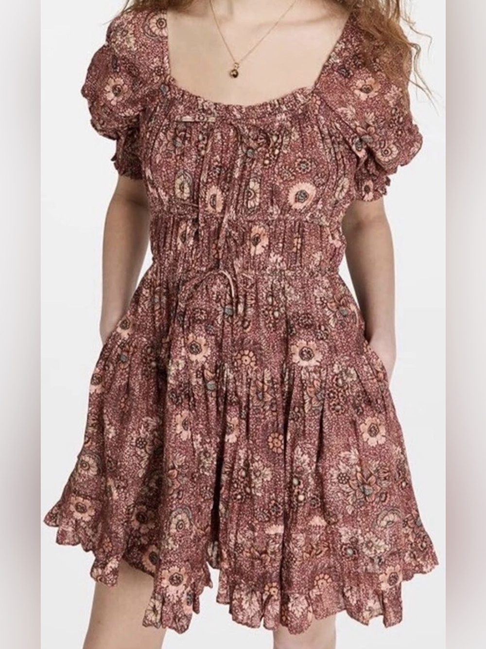 Ulla Johnson Juniper Puff Sleeve Dress in Crimson Floral Size 2 Boho Cottagecore